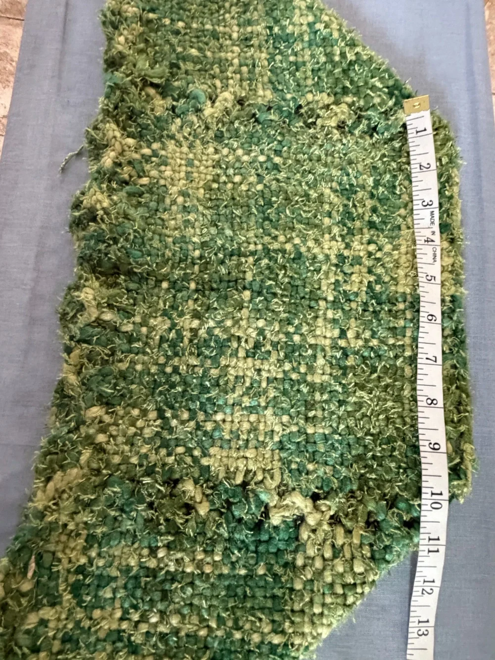 Reversible Hand-Knit Green Triangle Shawl.